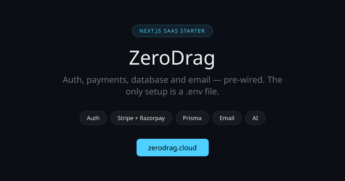 ZeroDrag — Next.js SaaS Boilerplate for Indie Hackers